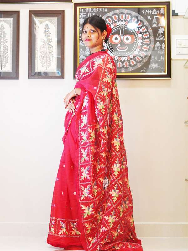 Punjab Embroidery Phulkari Saree - Image 3