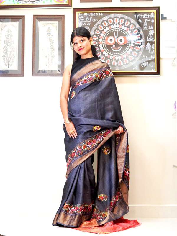 tussar-lambani-embroidery-saree